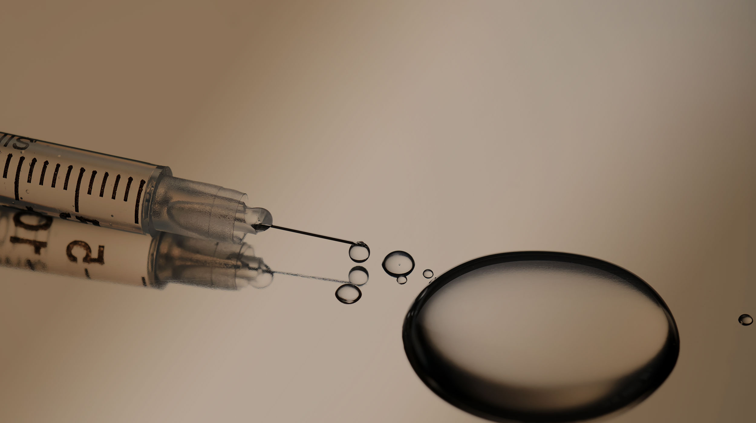 Close-up of an injection with liquid