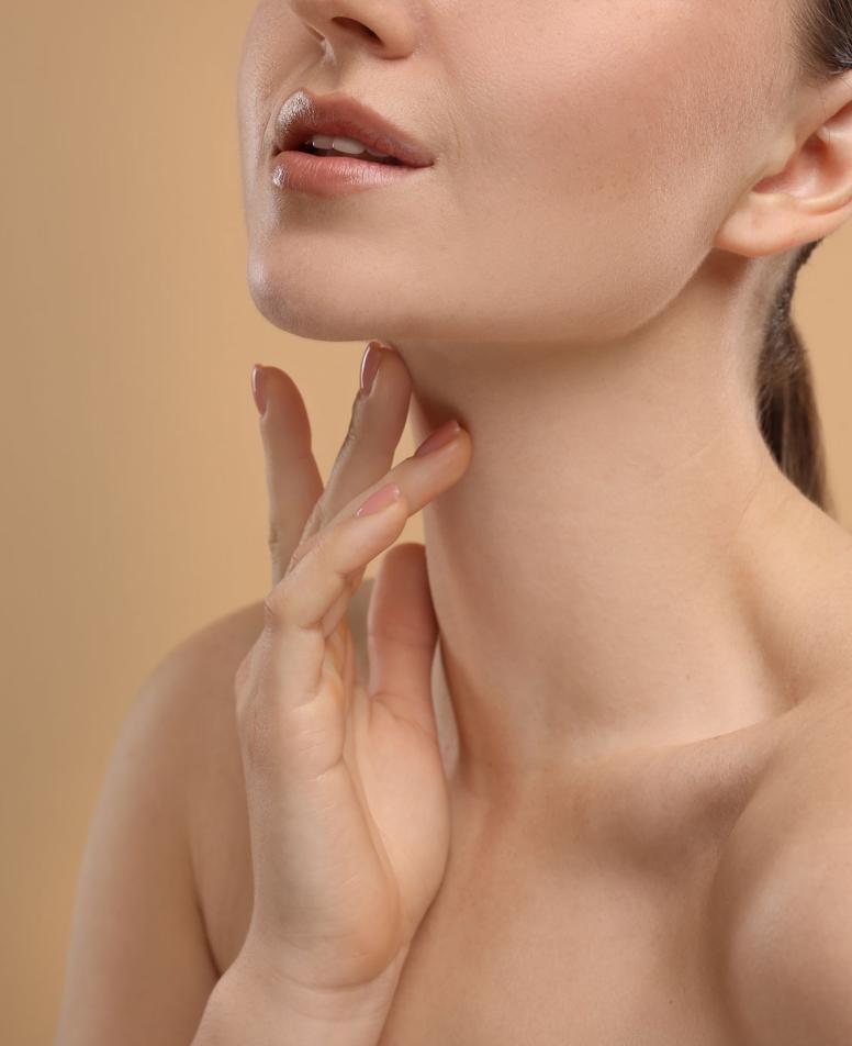 Close-up of woman's neck